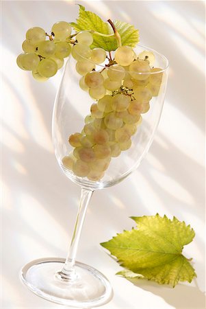 bunch of white grapes in Bourgogne wine glass Stock Photo - Premium Royalty-Free, Code: 652-01669183