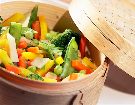 steamed baby vegetables Foto de stock - Sin royalties Premium, Código: 652-01669721