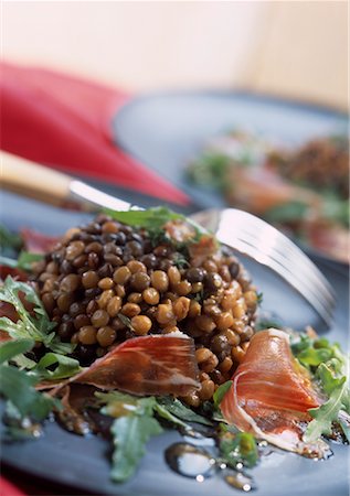 Lentil and Jabugo ham salad Stock Photo - Premium Royalty-Free, Code: 652-02221621