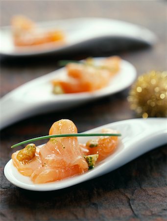 fish red spoon - Salmon tapas Stock Photo - Premium Royalty-Free, Code: 652-02222622
