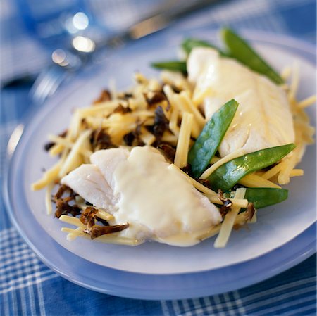 Fillet of fish with bamboo and black mushrooms Stock Photo - Premium Royalty-Free, Code: 652-03635094