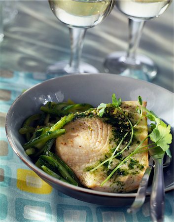 fish and meat - White tuna with zucchinis and pesto Stock Photo - Premium Royalty-Free, Code: 652-03635157