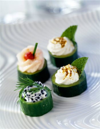 Cucumber Canapés Stock Photo - Premium Royalty-Free, Code: 652-03635173