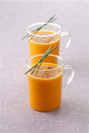 simsearch:652-03804695,k - Glass cups of carrot soup Stock Photo - Premium Royalty-Free, Code: 652-03635200