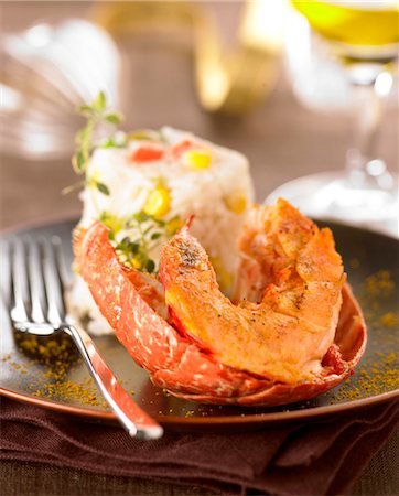 Indian-style grilled lobster Foto de stock - Sin royalties Premium, Código: 652-03635386