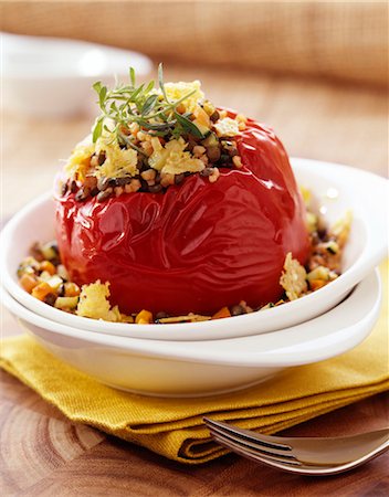 relleno (comida) - Stuffed red pepper Foto de stock - Sin royalties Premium, Código: 652-03635433