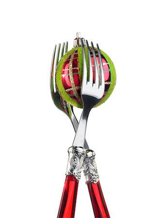 simsearch:652-03802230,k - Two forks with Christmas decoration Fotografie stock - Premium Royalty-Free, Codice: 652-03635897