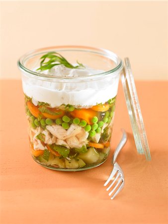 Verrine of chicken and vegetable aspic terrine Stock Photo - Premium Royalty-Free, Code: 652-03635923