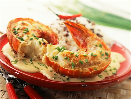 Roast spiny lobster tails Stock Photo - Premium Royalty-Free, Code: 652-03633332