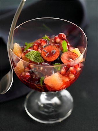 salads and desserts - Cherry,grapefruit and pomegranate fruit salad with lavander Stock Photo - Premium Royalty-Free, Code: 652-03804240