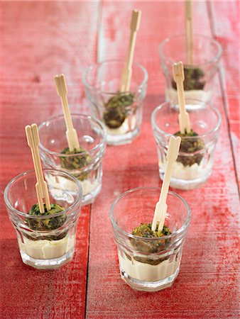 simsearch:652-03803543,k - Swiss chard and chickpea mousse appetizers Stock Photo - Premium Royalty-Free, Code: 652-03805046