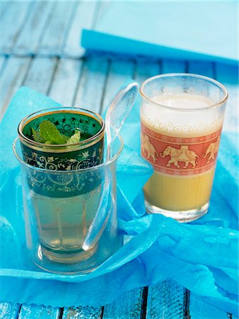 drink iced tea - Iced mint tea and Indian -style iced tea Stock Photo - Premium Royalty-Free, Code: 652-03805089