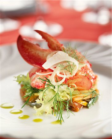 Pan-fried vegetables with lobster Foto de stock - Sin royalties Premium, Código: 652-03805128
