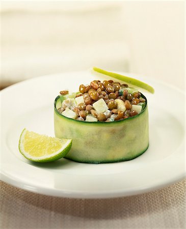 Lentil,apple and zucchini Timbale Stock Photo - Premium Royalty-Free, Code: 652-03805135