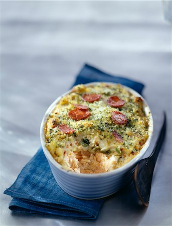 Salmon and leek gratin Stock Photo - Premium Royalty-Free, Code: 652-03800565