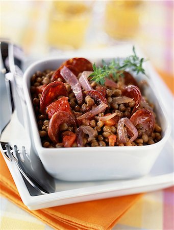 Lentils with Chorizo Stock Photo - Premium Royalty-Free, Code: 652-03800586