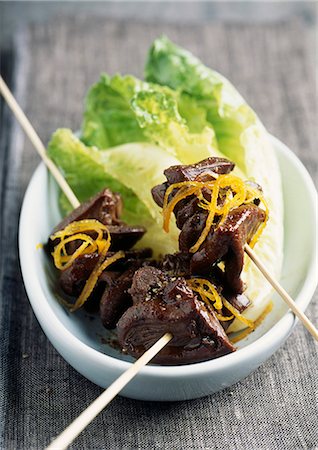 simsearch:652-02222448,k - Grilled duck heart and orange brochettes Stock Photo - Premium Royalty-Free, Code: 652-03800697