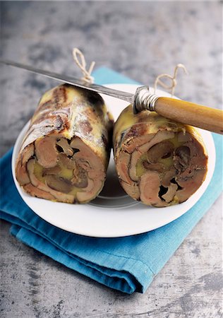 simsearch:652-03800541,k - Rolled duck foie gras and ceps Stock Photo - Premium Royalty-Free, Code: 652-03800706