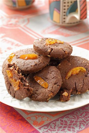 Chocolate,walnut ,ginger and confit orange cookies Fotografie stock - Premium Royalty-Free, Codice: 652-03800935