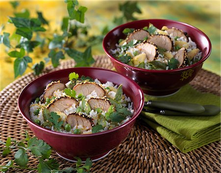 simsearch:825-05989583,k - Pork with sesame seed crust and rice salad Stock Photo - Premium Royalty-Free, Code: 652-03801291