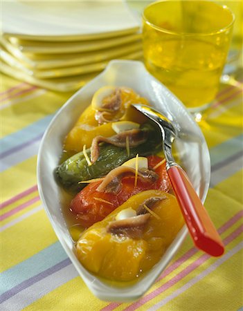 fish with olive oil - Marinated peppers with anchovies Stock Photo - Premium Royalty-Free, Code: 652-03801378