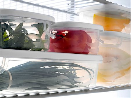 Tupperwares full of fresh products in the refrigerator Stock Photo - Premium Royalty-Free, Code: 652-03801493