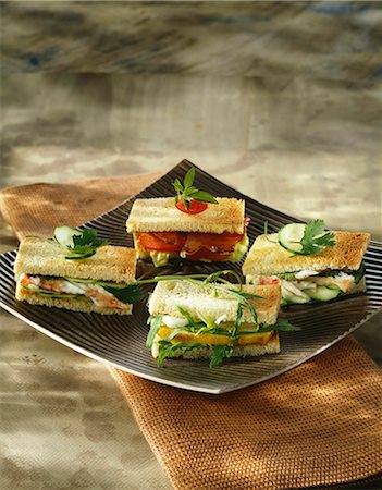 sandwich toast - Assorted canapés Stock Photo - Premium Royalty-Free, Code: 652-03802149