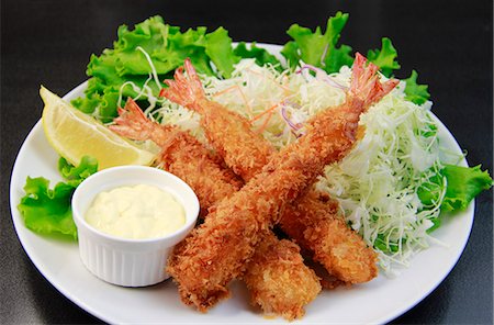 simsearch:669-07161735,k - Fried prawns with salad Foto de stock - Sin royalties Premium, Código: 669-08352428