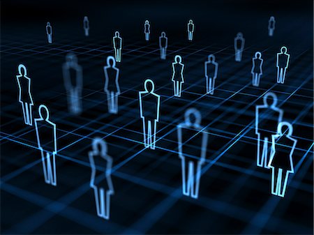 Humanoid Icons Randomly Stood in Rows Stock Photo - Premium Royalty-Free, Code: 669-09146103
