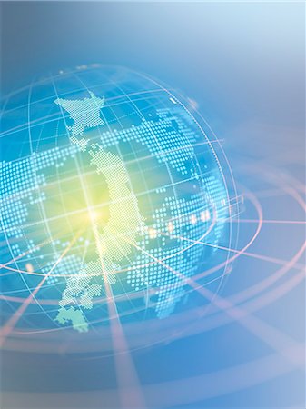 Japan and World Map Reflected at 3D Monitor Foto de stock - Sin royalties Premium, Código: 669-09146184