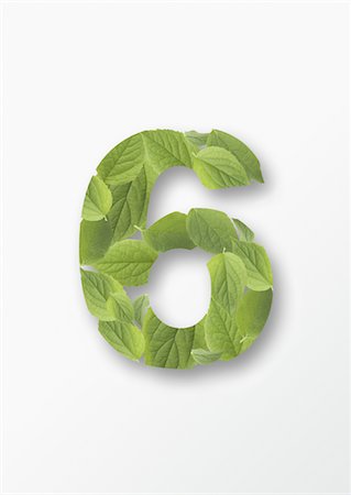 seis (número) - Leaves number Foto de stock - Sin royalties Premium, Código: 670-04249617