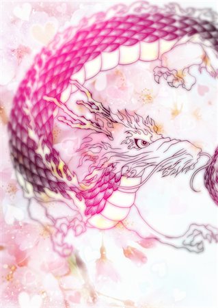 Cherry blossoms and dragon Stock Photo - Premium Royalty-Free, Code: 670-05652816