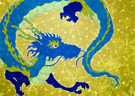 dragón - Snow crystals and dragon Foto de stock - Sin royalties Premium, Código: 670-05652817
