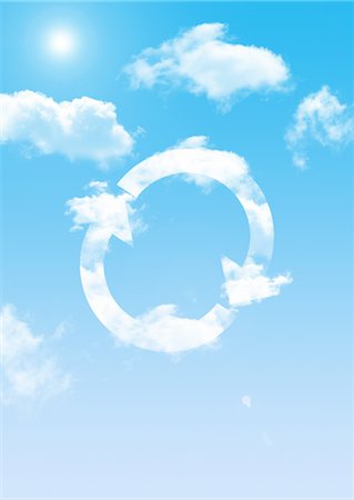 Blue sky with clouds and arrow points Stock Photo - Premium Royalty-Free, Code: 670-05652996