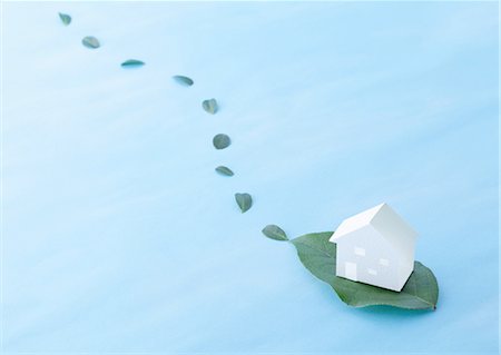 ecology - Miniature house and leaves (Ecology image) Stock Photo - Premium Royalty-Free, Code: 670-06024391