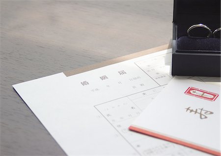 simsearch:670-06450399,k - Marriage form, Kotobuki (Congratulation) envelop, and a ring case Foto de stock - Sin royalties Premium, Código: 670-06450231