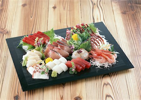 simsearch:670-02109950,k - Sashimi assorti Photographie de stock - Premium Libres de Droits, Code: 670-02109980