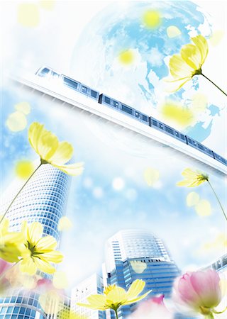 Train et fleurs Photographie de stock - Premium Libres de Droits, Code: 670-02310789