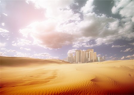 Cityscape in the desert Stock Photo - Premium Royalty-Free, Code: 670-02310817