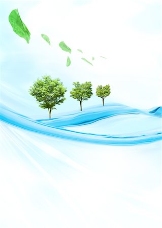 quirky - Trees on water and leaves Stock Photo - Premium Royalty-Free, Code: 670-03607518