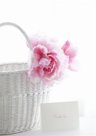 Message card and basket with flower decoration Foto de stock - Sin royalties Premium, Código: 670-03710018