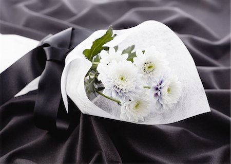 duelo - Chrysanthemum bouquet (mourning image) Foto de stock - Sin royalties Premium, Código: 670-03734519