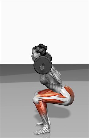 Barbell squat exercises (Part 1 of 2) Stock Photo - Premium Royalty-Free, Code: 671-02102077