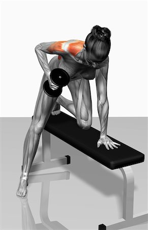 One arm dumbbell row (Part 1 of 2) Stock Photo - Premium Royalty-Free, Code: 671-02102214