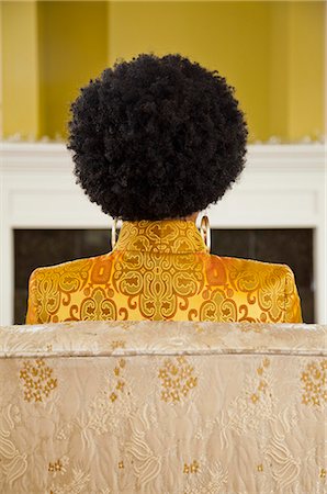 female back of the head - Rear view of woman with natural hairdo Stock Photo - Premium Royalty-Free, Code: 673-06964548