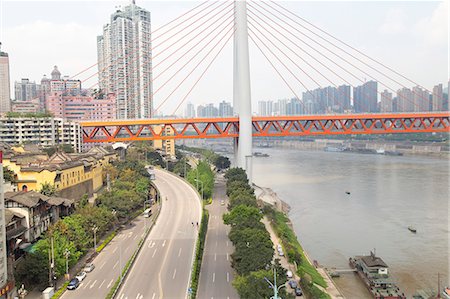 suspended - View of the Twin River Bridge from a cable car, Chongqing, China Stock Photo - Premium Royalty-Free, Code: 673-08139266