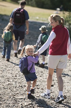 family hike - Family of five setting off on a hike. Stock Photo - Premium Royalty-Free, Code: 673-02137816