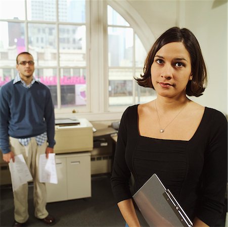 duo - Young woman worshiped from afar by office nerd. Stock Photo - Premium Royalty-Free, Code: 673-02138387