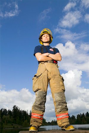 Portrait de femme pompier en uniforme Photographie de stock - Premium Libres de Droits, Code: 673-02140456