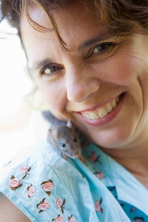 pet rodent - Portrait of woman with pet rat Stock Photo - Premium Royalty-Free, Code: 673-02140557